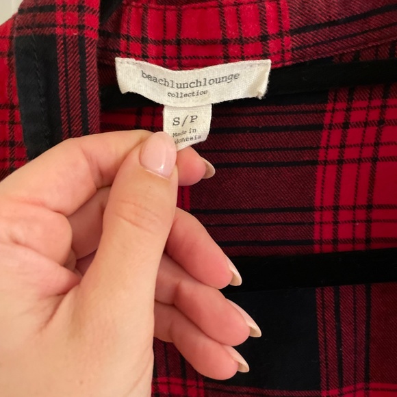 Red Plaid Flannel - BeachLunchLounge - Picture 4 of 4